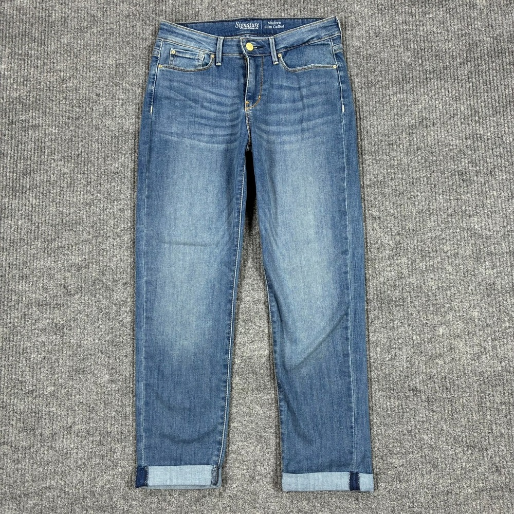 Signature by Levi Strauss Womens Modern Slim Cuffed Jeans 4 Medium Wash Stretch